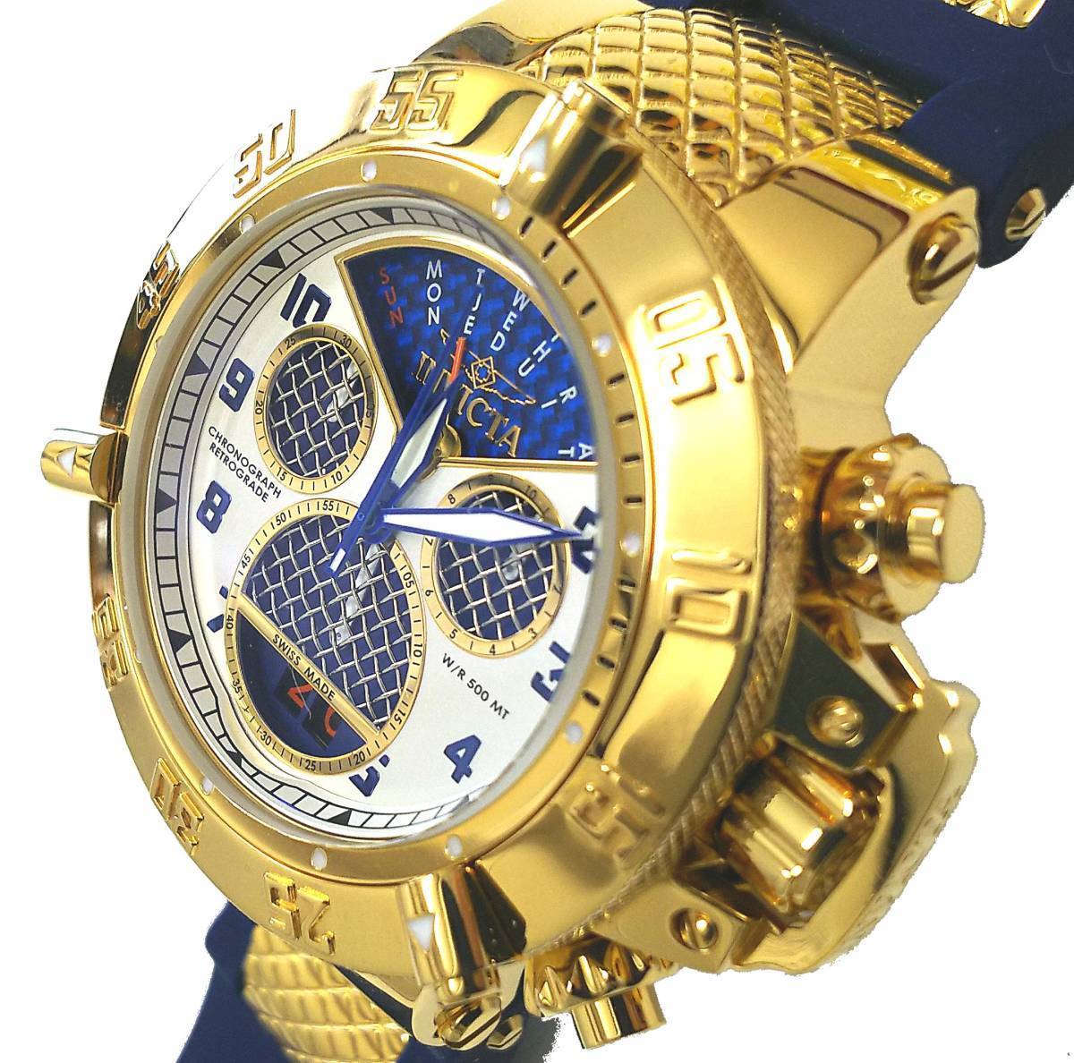 ●売切価格【69,800円→23,300円】INVICTA Subaqua MSRP$1,895 インビクタ サブアクア Gold Big Face 50mm スペシャルBOX付 Swiss Made_画像1