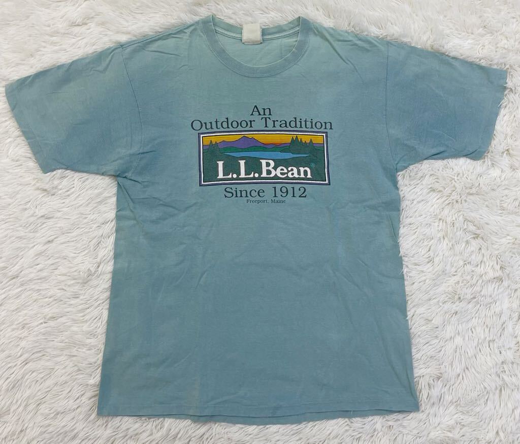 激レア　80s　USA製　L.L.Bean エルエルビーン　HARBORSIDE GRAPHICS　半袖 Tシャツ　ロゴT　メンズ　Mサイズ　VINTAGE　アメカジ　古着