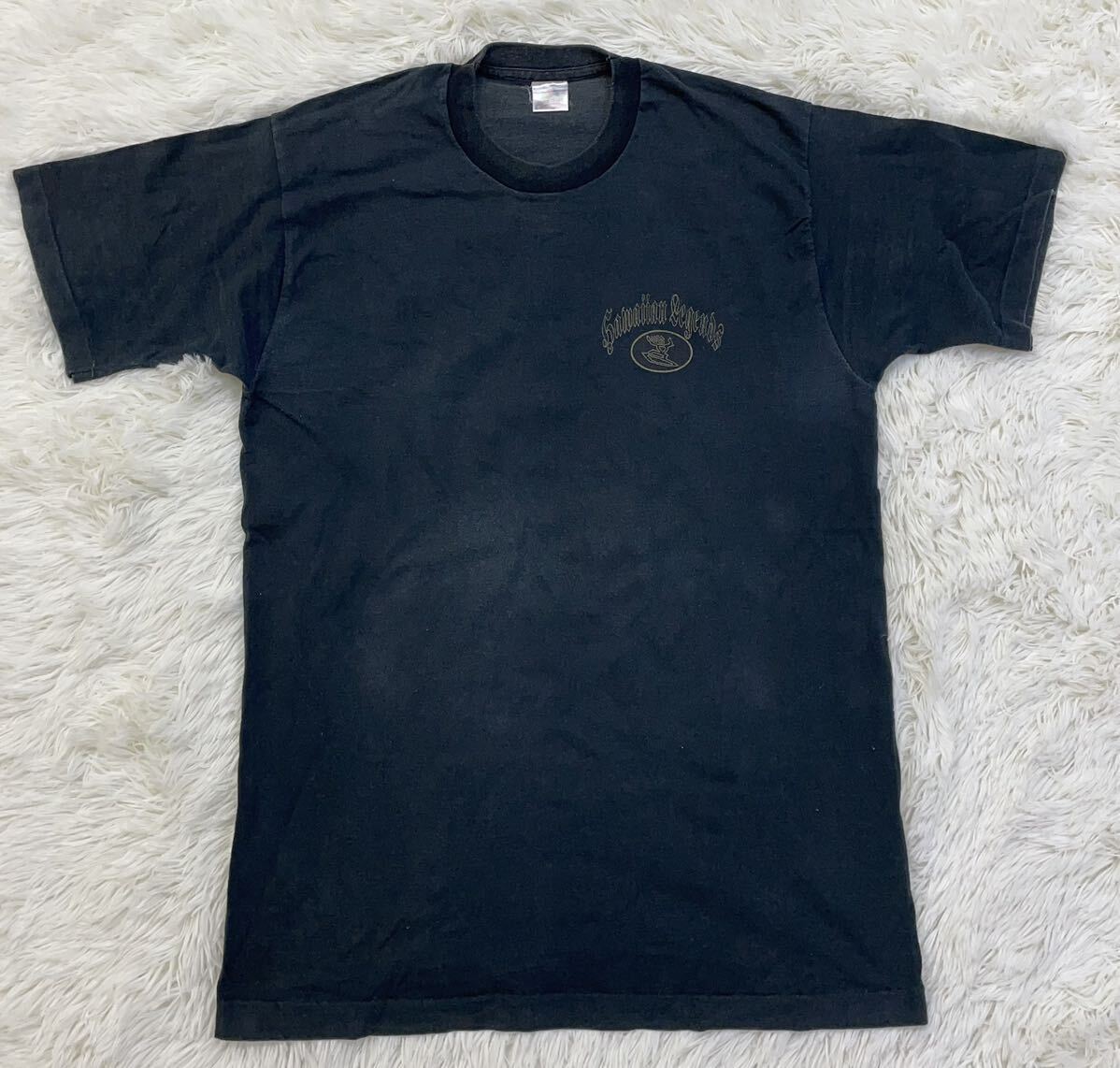 80s　USA製　FRUIT OF THE LOOM　フルーツオブザルーム　hawaian legend　半袖　Tシャツ　メンズ　Lサイズ　ブラック　アメカジ　US古着_画像2