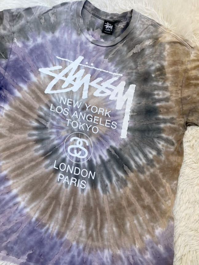 STUSSY ステューシー メキシコ製 タイダイ 半袖 Tシャツ メンズ XLサイズ ビッグシルエット ストリート アメカジ US古着の画像3