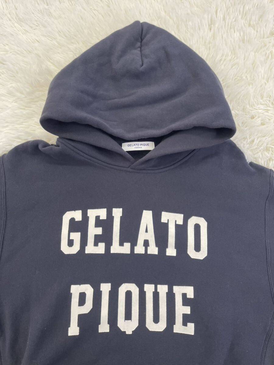 GELATO PIQUE HOMME　ジェラート ピケ　ジェラピケ　人気　裏起毛　スウェットパーカー　フーディ　上下セット　メンズ　Mサイズ　ネイビー_画像6