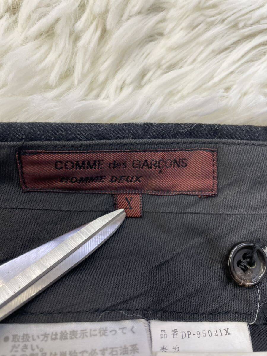 90s COMME des GARONS HOMME コムデギャルソン 極太 ワイド ウールパンツ ダークグレー メンズ Xサイズ 日本製 正規品の画像7