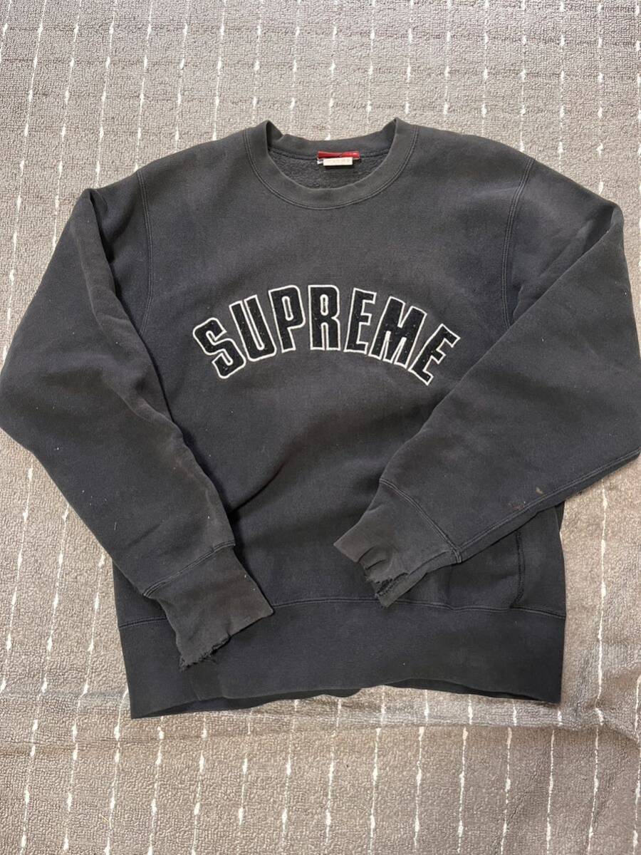 初期 90s Old Supreme Arc Logo Crewneck シュプリーム アーチロゴ スウェット クルーネック made in USA 希少 レア Black ブラック_画像1