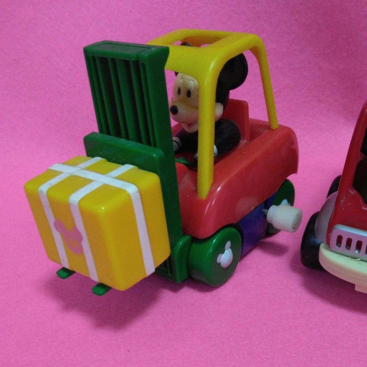 ミッキーマウス　レトロ　 おもちゃ　はしご車　フォークリフト　クレーン車　当時物