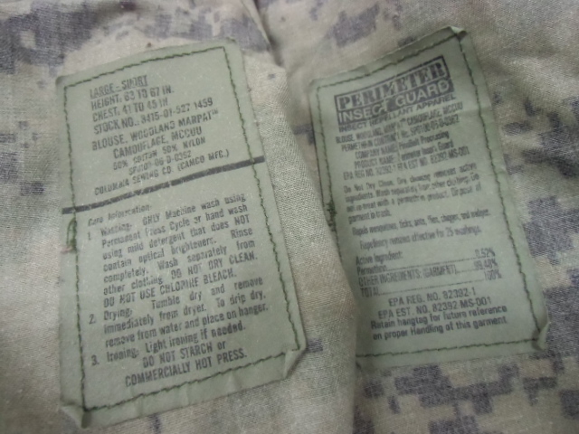 b73 ミリタリー サバゲー 米軍放出品 実物 迷彩服 作業服 防虫素材 マーパット ジャケット シャツ カモフラ コンバット コスプレ L-Sの画像7