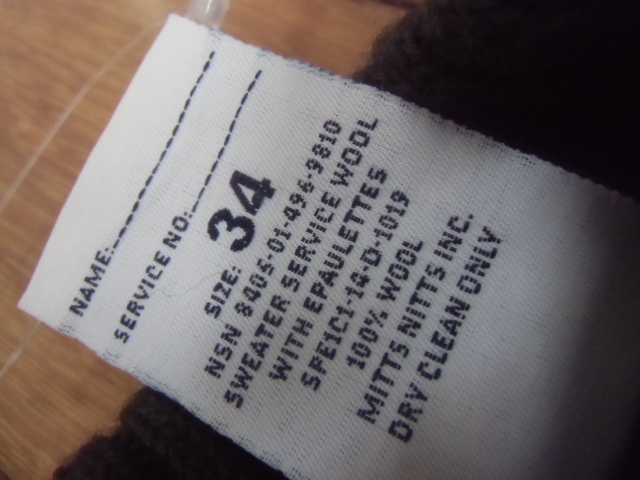H-5 ミリタリー コンバット サバゲー アメカジ 米軍放出品 実物 防寒 迷彩服 作業服 シャツ コマンド セーター ニット トレーナー 34サイズの画像6