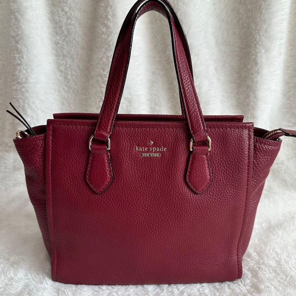 ケイトスペード kate spade シボ革 レザー 2way ショルダーバッグ ハンドバッグ 自立 斜め掛け