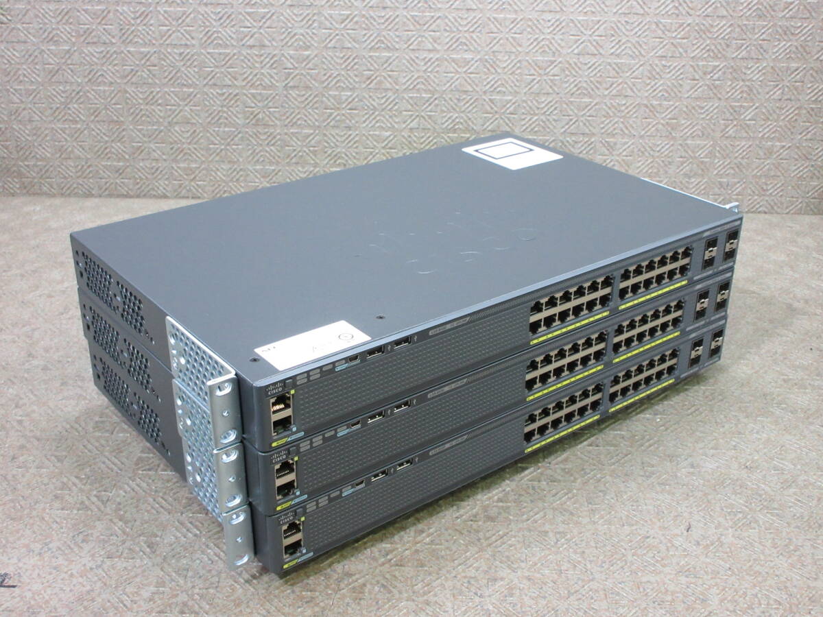 【3台セット】Cisco / Catalyst 2960-X Series / WS-C2960X-24TS-L V03 / C2960X-STACK 装着済み / No.T418_画像1