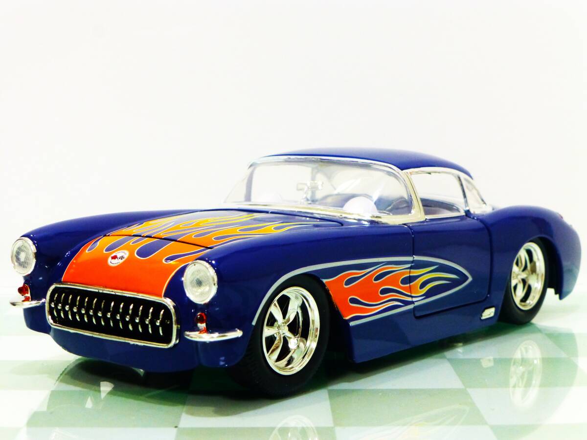 開封品■JADA TOYS 1/24 1957 CHEVY CORVETTE BLUE FLAMES■シェビー コルベット _画像2