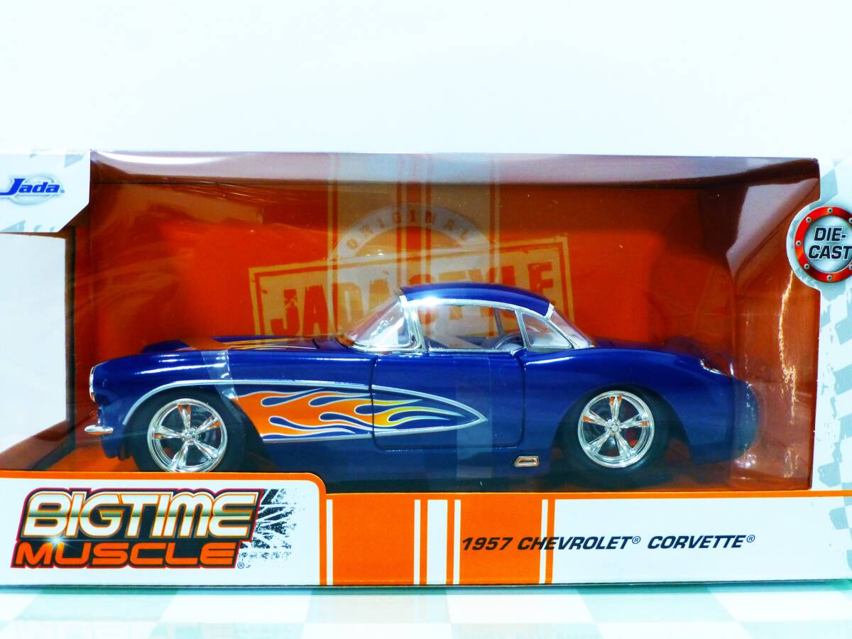 開封品■JADA TOYS 1/24 1957 CHEVY CORVETTE BLUE FLAMES■シェビー コルベット _画像6