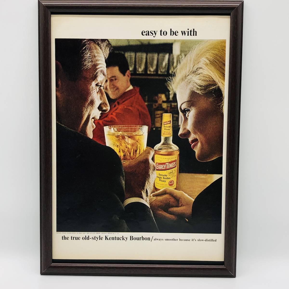 『 アーリータイムズ ウイスキー 』ビンテージ 広告　60年代　フレーム 付 ポスター 当時物 額付 LIFE 雑誌 アンティーク EARLY TIMES_画像1
