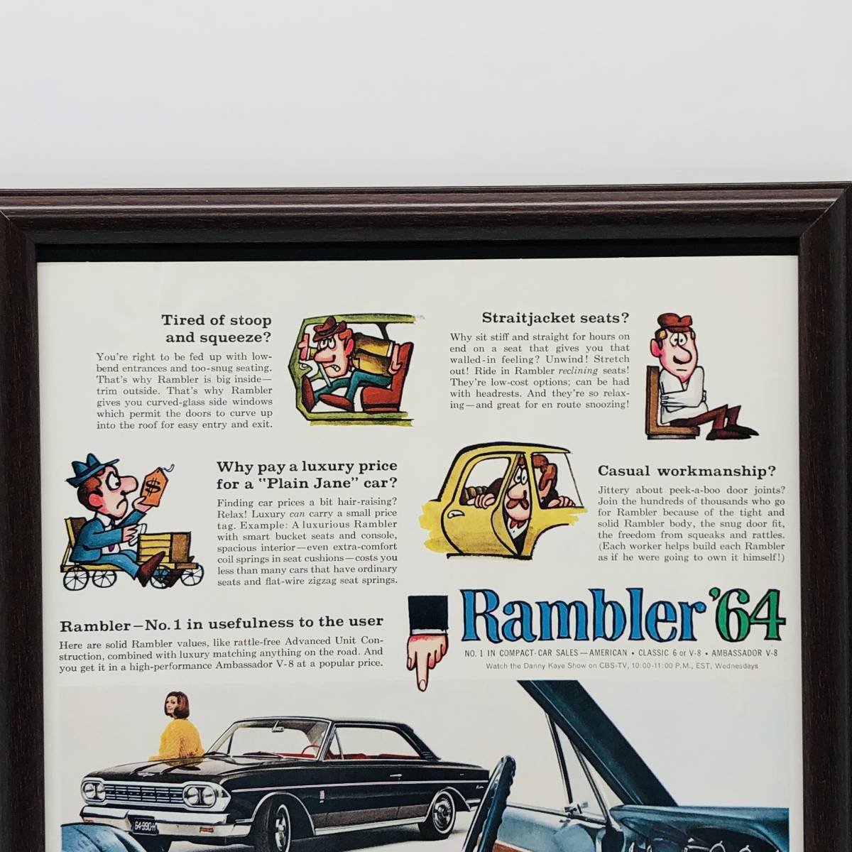 『 ランブラー 64’ 』ビンテージ 広告　60年代　フレーム 付 ポスター 当時物 額付 LIFE 雑誌 アンティーク Rambler 64'_画像3