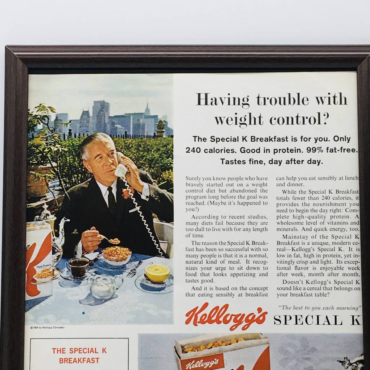 『 ケロッグ コーンフレーク 』ビンテージ 広告　60年代　フレーム 付 ポスター 当時物 額付 LIFE 雑誌 アンティーク Kelloggs_画像2