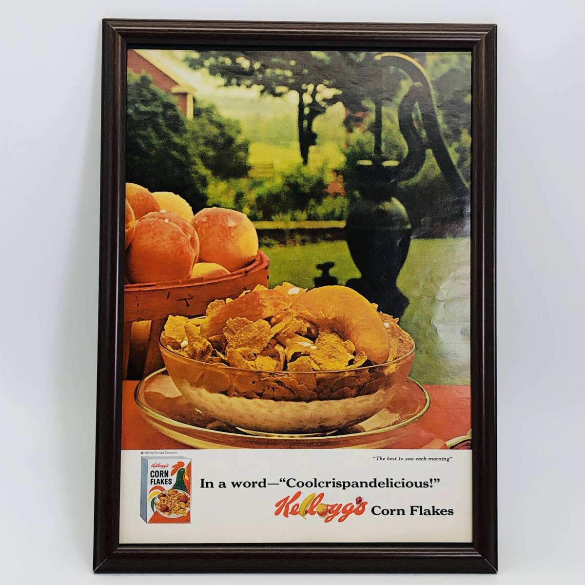 『 ケロッグ コーンフレーク（ Kellggs ) 』ビンテージ 広告　60年代　フレーム 付 ポスター 当時物 額付 LIFE 雑誌 アンティーク_画像1