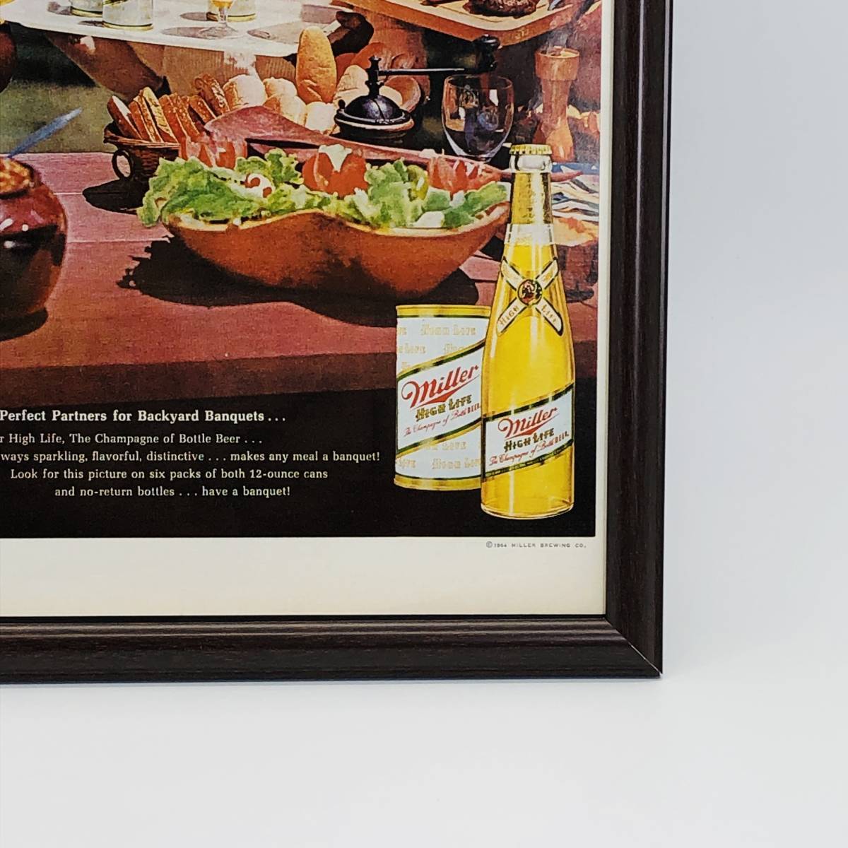 『 ミラー ビール（ Miller Beer ) 』ビンテージ 広告　60年代　フレーム 付 ポスター 当時物 額付 LIFE 雑誌 アンティーク