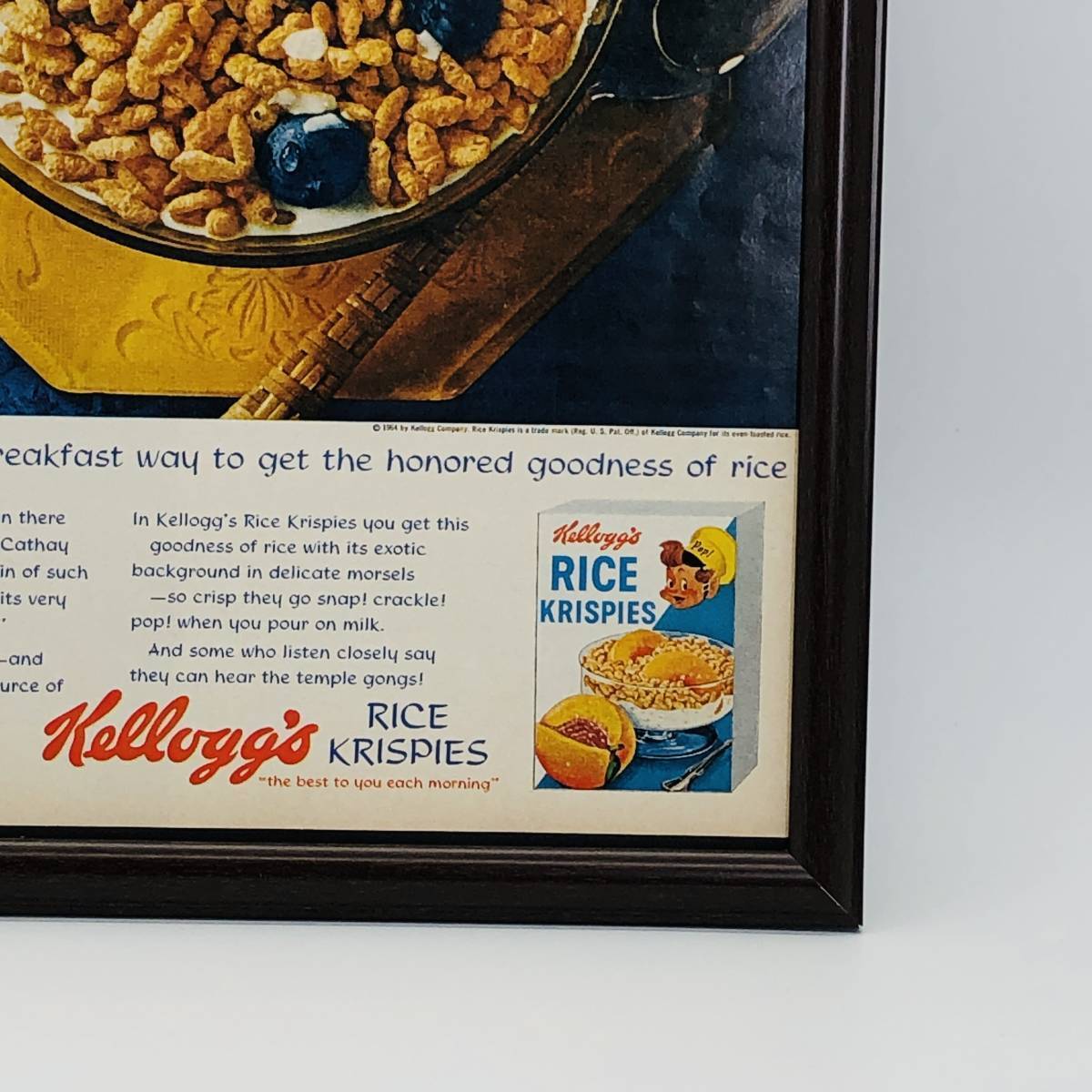 『 ケロッグ　コーンフレーク　Kelloggs 』ビンテージ 広告　60年代　フレーム 付 ポスター 当時物 額付 LIFE 雑誌 アンティーク_画像3