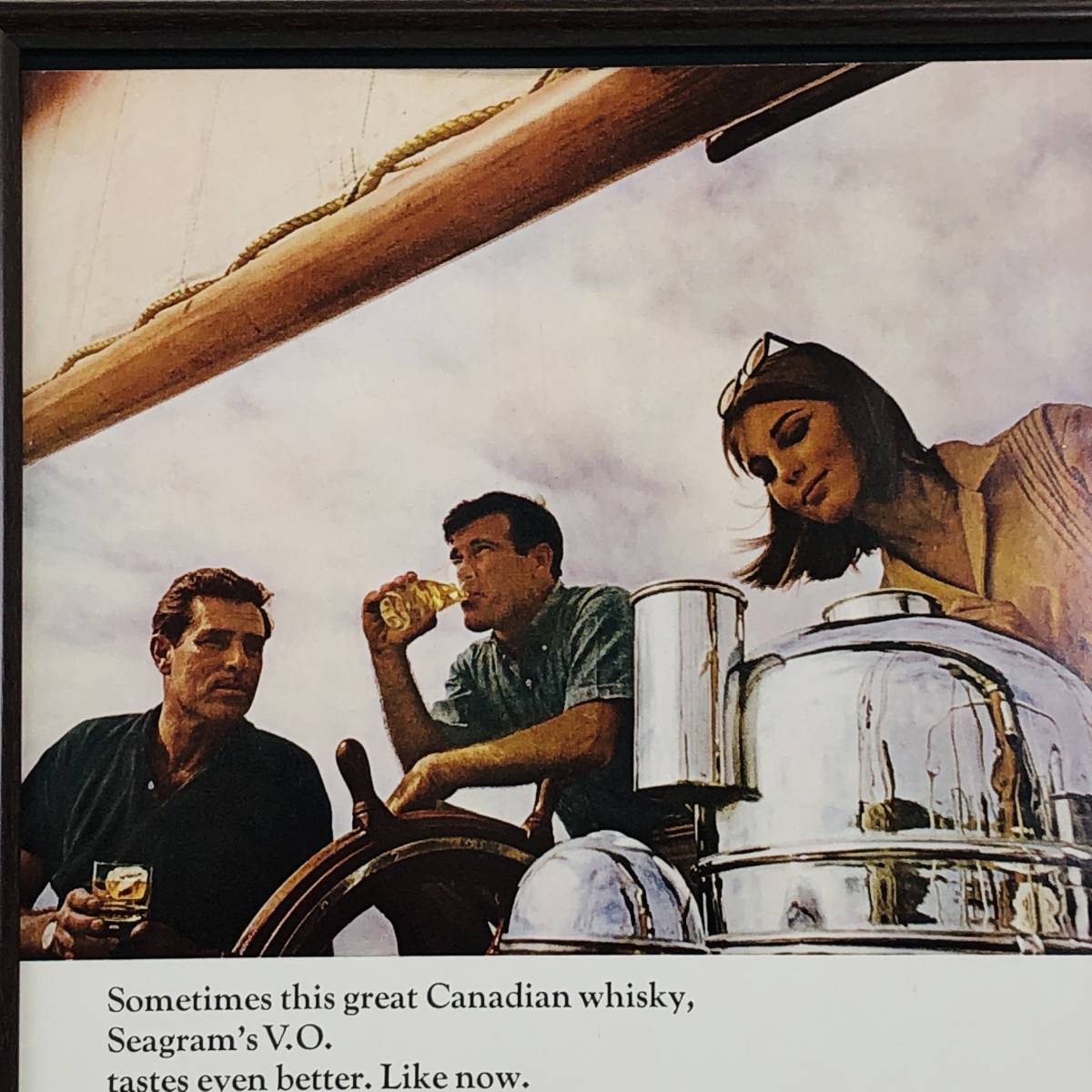 『 シーグラム VO ウイスキー　Seagram's VO 』ビンテージ 広告　60年代　フレーム 付 ポスター 当時物 額付 LIFE 雑誌 アンティーク