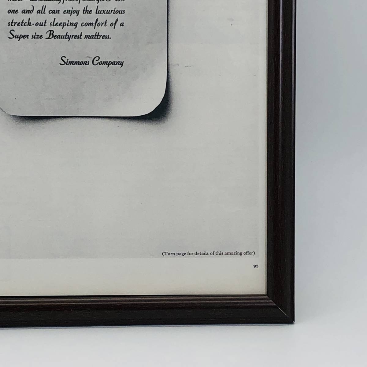 『 サイモンズ社 の宣言 （SIMMONS COMPANY）』ビンテージ 広告　60年代　フレーム 付 ポスター 当時物 額付 LIFE 雑誌 アンティーク_画像3