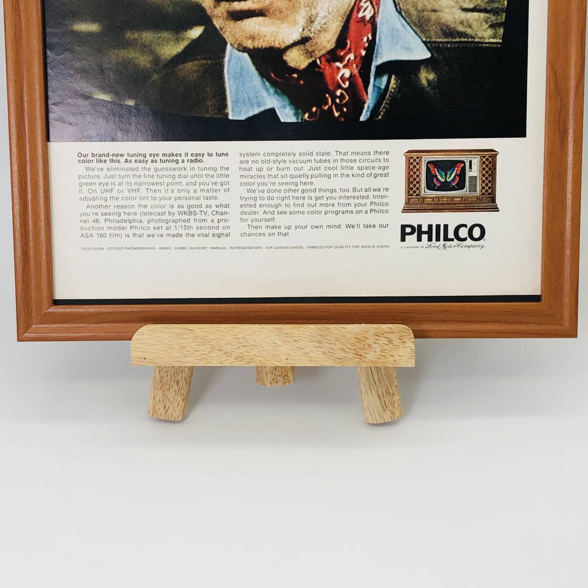 『 フィルコ カラー テレビ 』ビンテージ 広告　60年代　フレーム 付 ポスター 当時物 額付 LIFE 雑誌 アンティーク （ Philco )_画像3