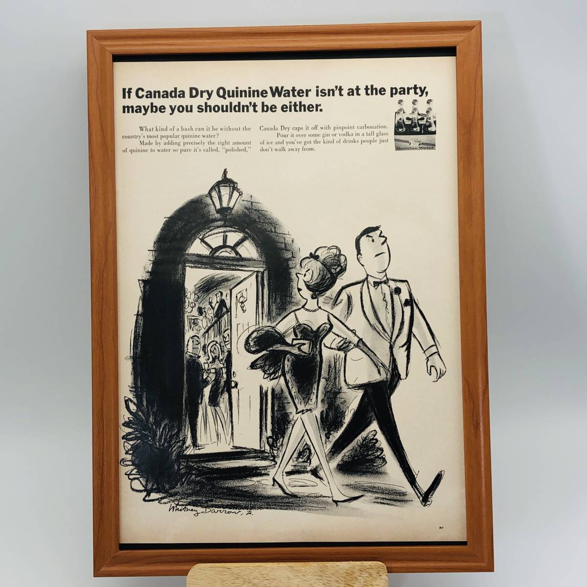 『カナダドライ トニックウォーター 』ビンテージ 広告　60年代　フレーム 付 ポスター 当時物 額付 LIFE 雑誌 アンティーク_画像1