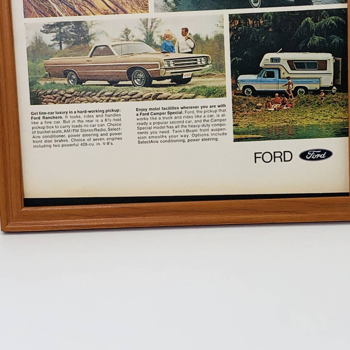 『 フォード 』ビンテージ 広告　60年代　フレーム 付 ポスター 当時物 額付 LIFE 雑誌 アンティーク FORD