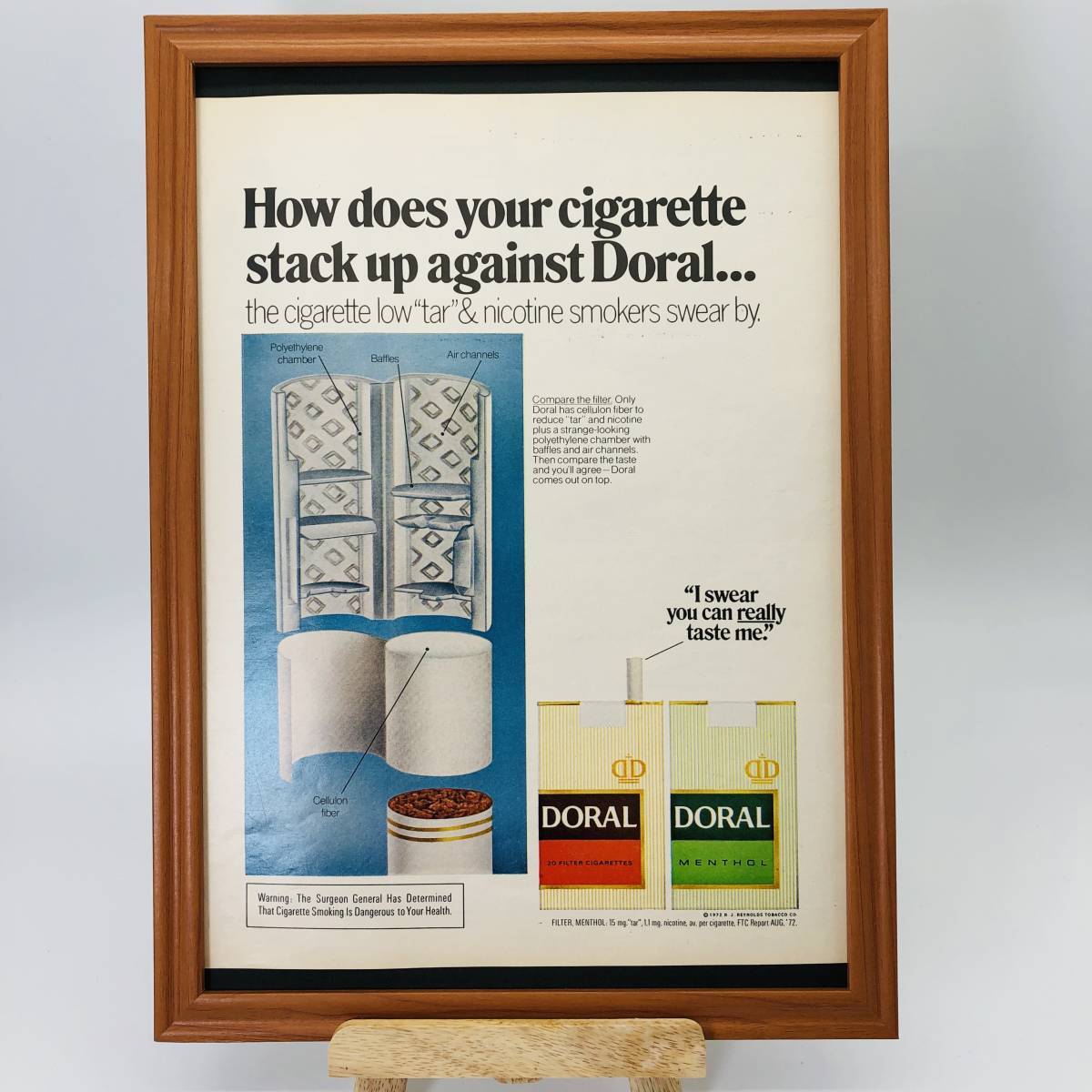 『 ドラール（ doral ）煙草 』ビンテージ 広告　60年代　フレーム 付 ポスター 当時物 額付 LIFE 雑誌 アンティーク_画像1