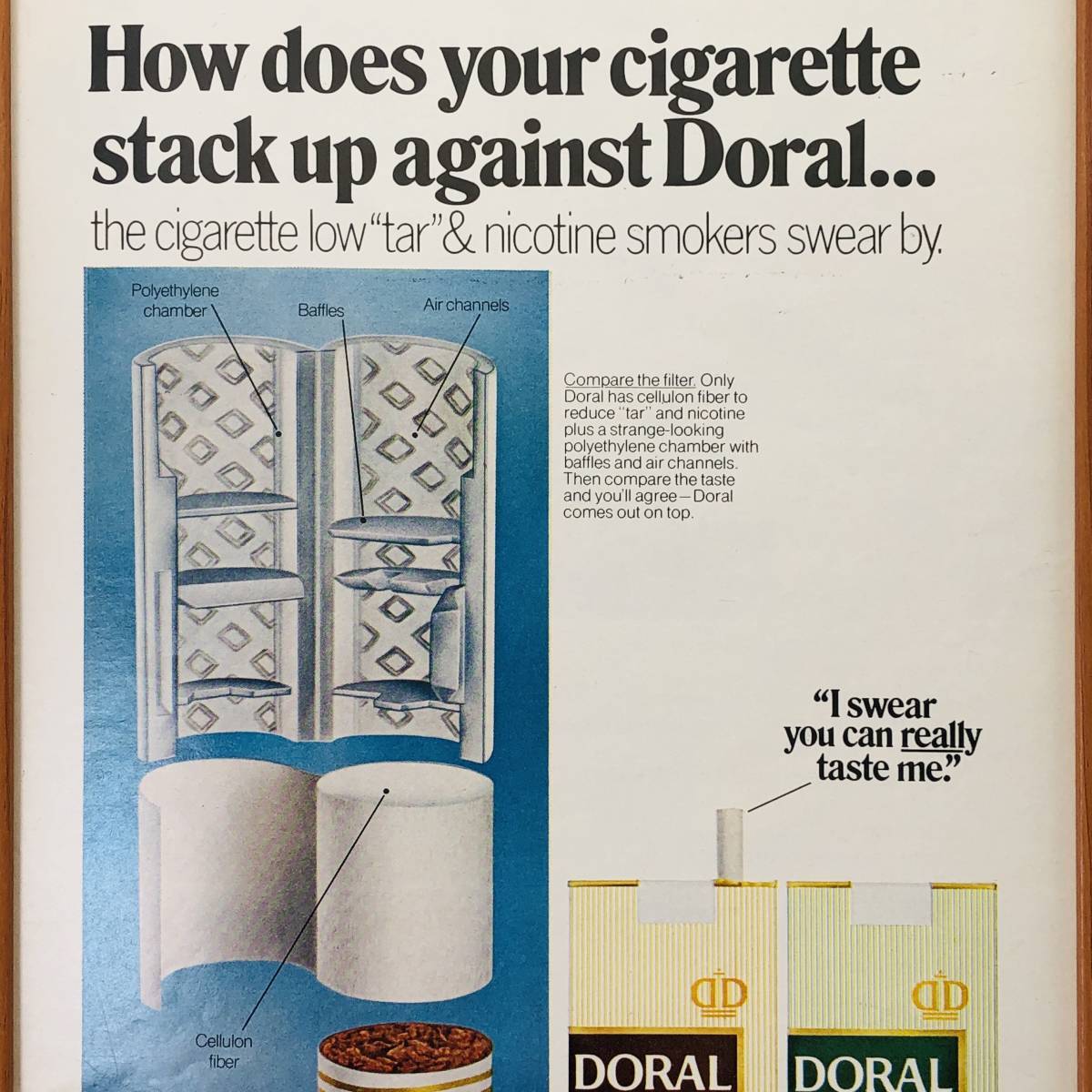 『 ドラール（ doral ）煙草 』ビンテージ 広告　60年代　フレーム 付 ポスター 当時物 額付 LIFE 雑誌 アンティーク_画像2