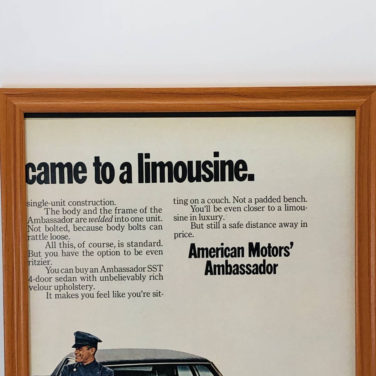 『 アンバサダー AMC 』ビンテージ 広告　60年代　フレーム 付 ポスター 当時物 額付 LIFE 雑誌 アンティーク AMERICAN MOTORS AMBASSDER_画像3
