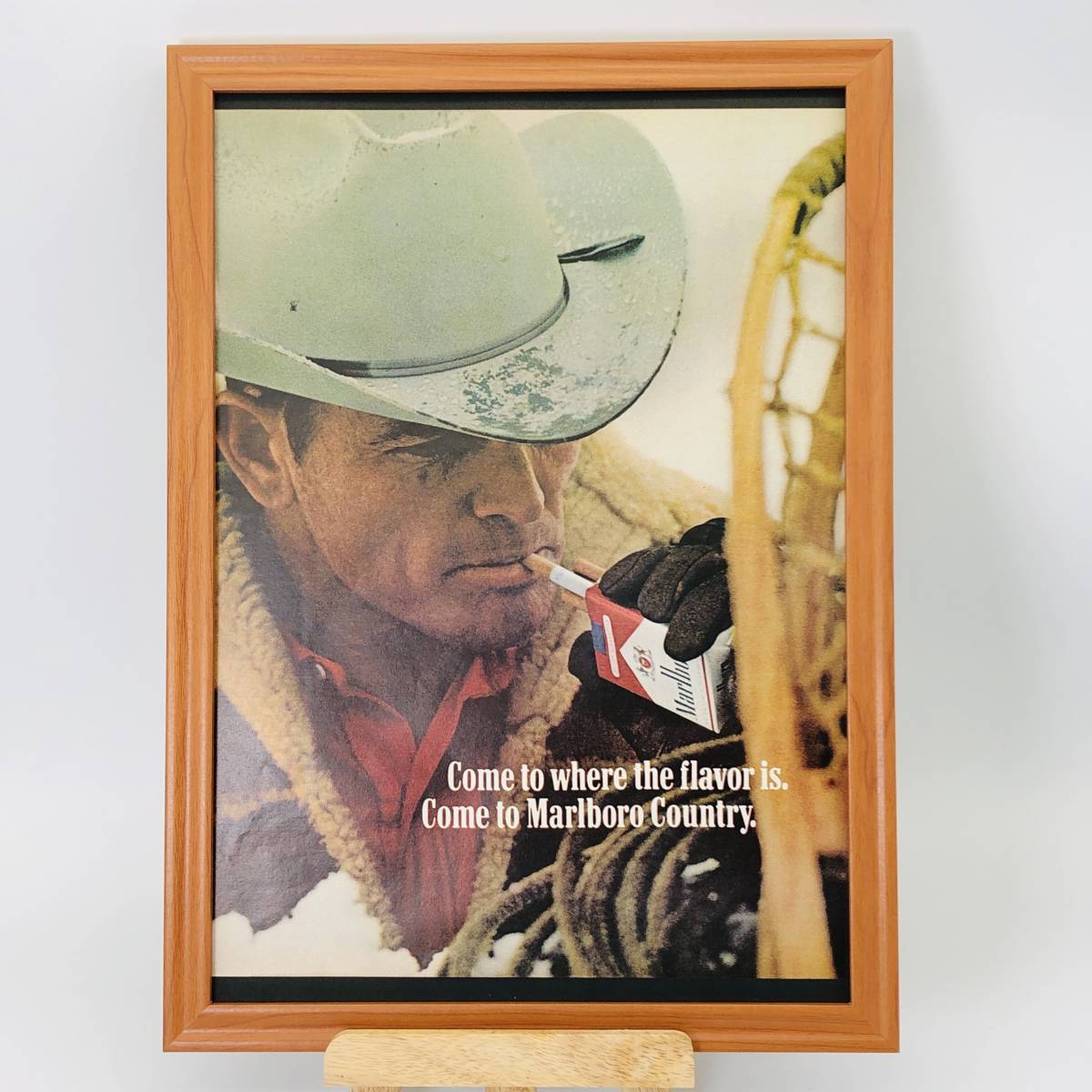 『 マルボロ　煙草 ( Marlboro )』ビンテージ 広告　60年代　フレーム 付 ポスター 当時物 額付 LIFE 雑誌 アンティーク