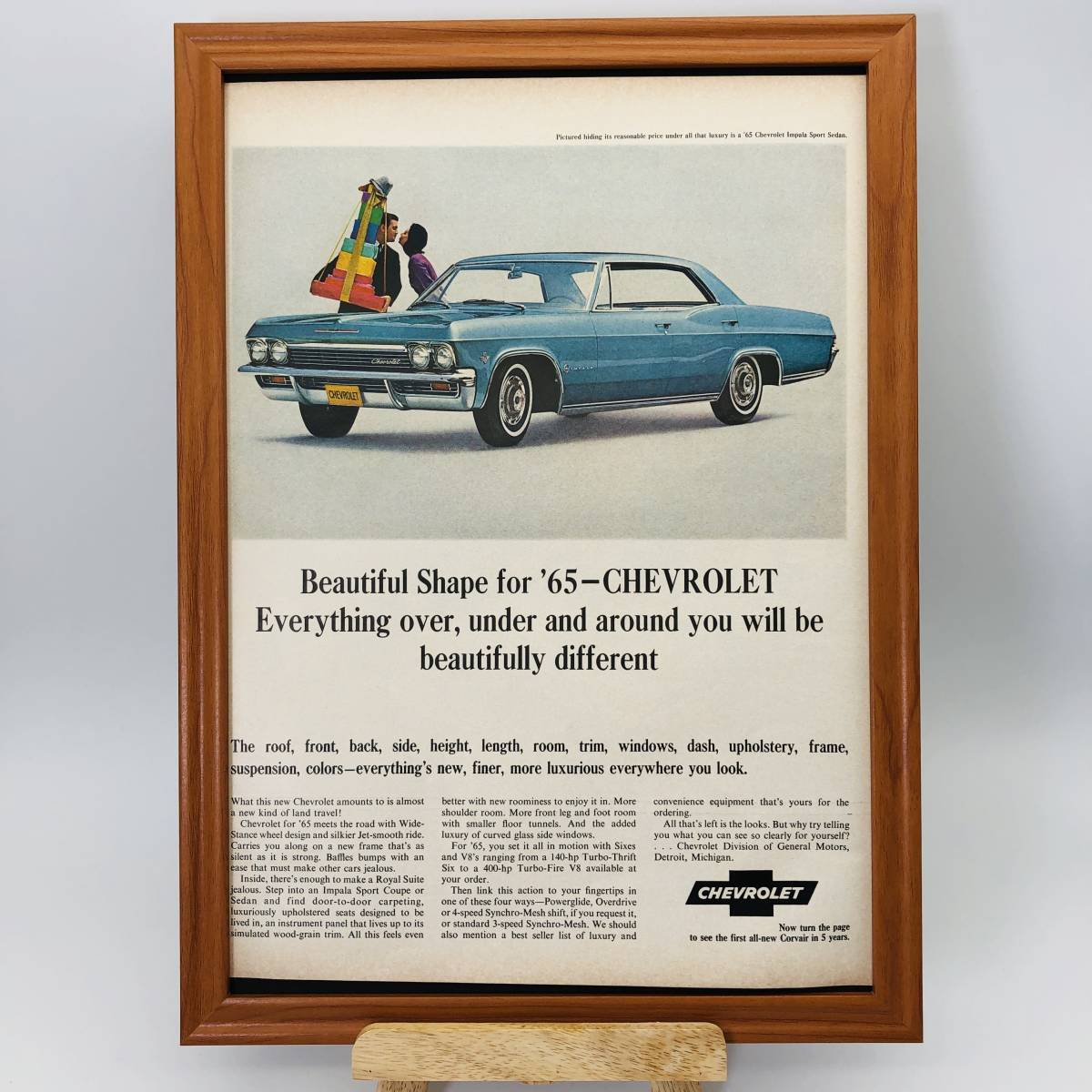 『 シボレー (CHEVROLET ) 』ビンテージ 広告　60年代　フレーム 付 ポスター 当時物 額付 LIFE 雑誌 アンティーク_画像1