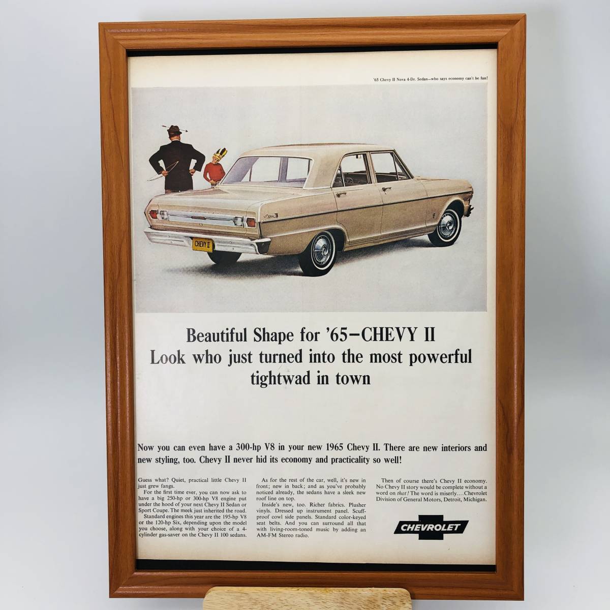 『 シボレー ( CHEVROLET ) 』ビンテージ 広告　60年代　フレーム 付 ポスター 当時物 額付 LIFE 雑誌 アンティーク