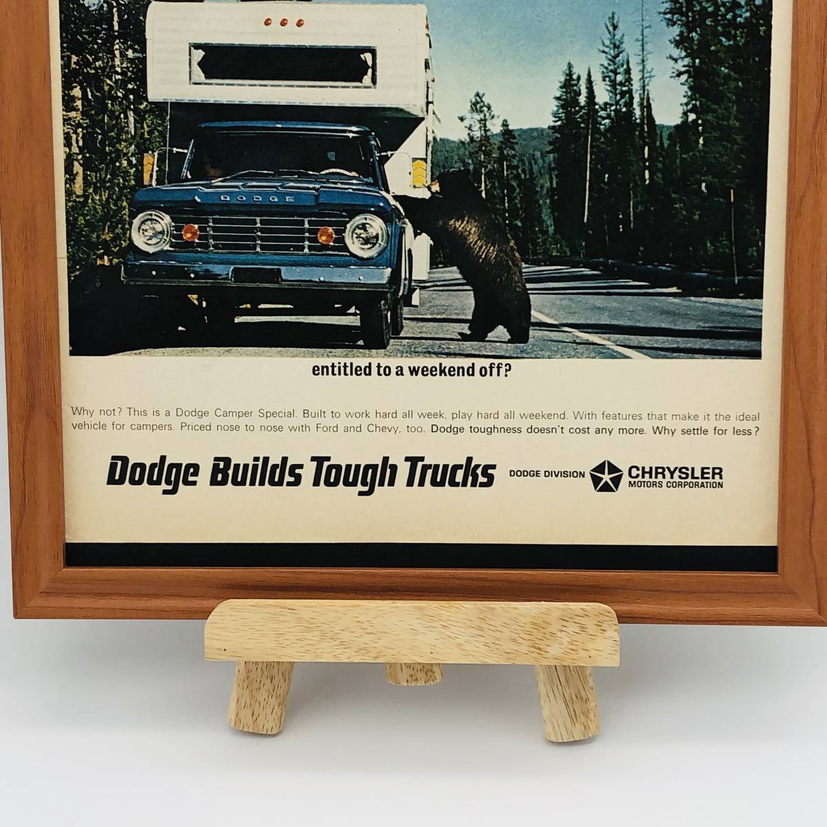 『 クライスラー ダッジ トラック 』ビンテージ 広告　60年代　フレーム 付 ポスター 当時物 額付 LOOK 雑誌 アンティーク