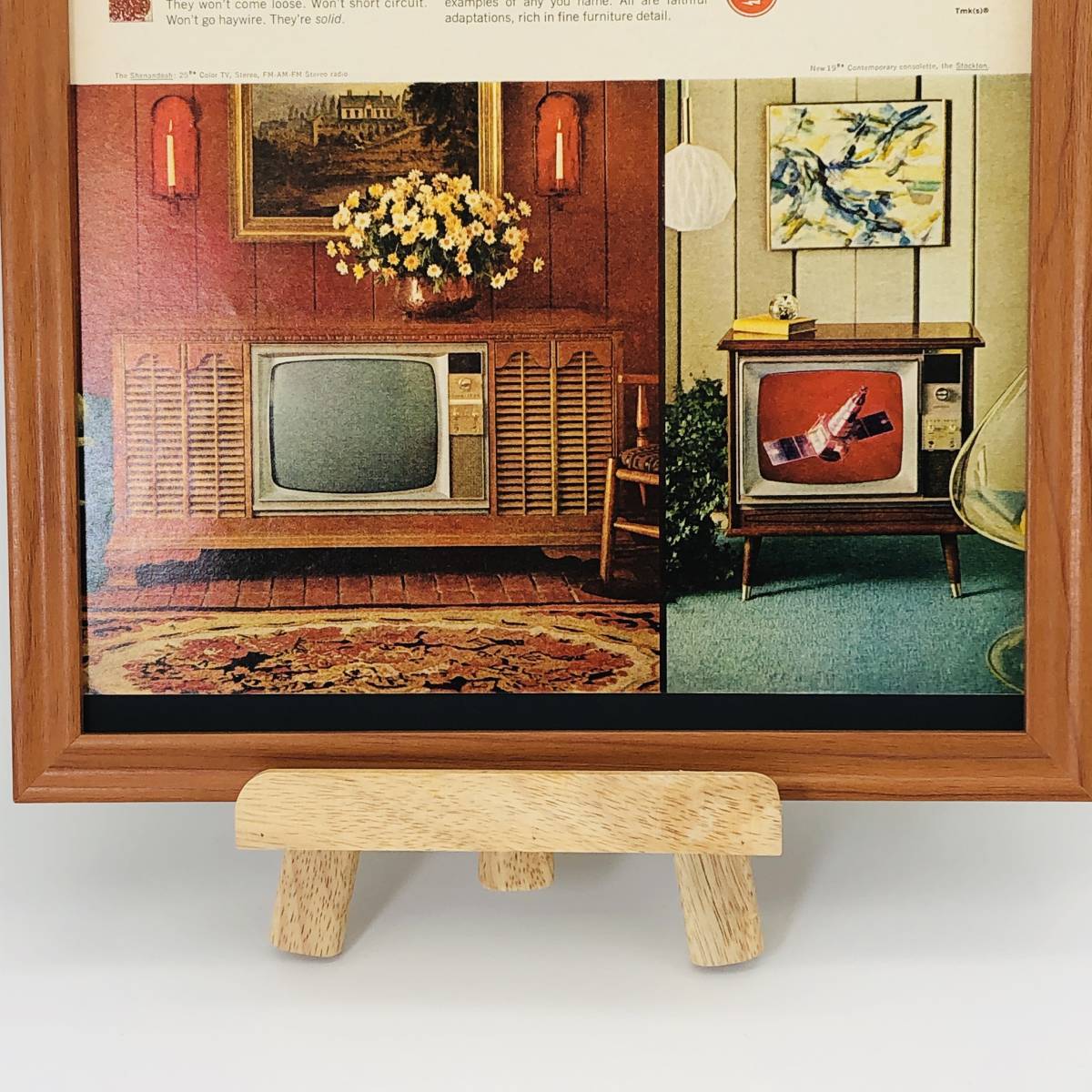 『 RCA カラーテレビ 』ビンテージ 広告　60年代　フレーム 付 ポスター 当時物 額付 LOOK 雑誌 アンティーク