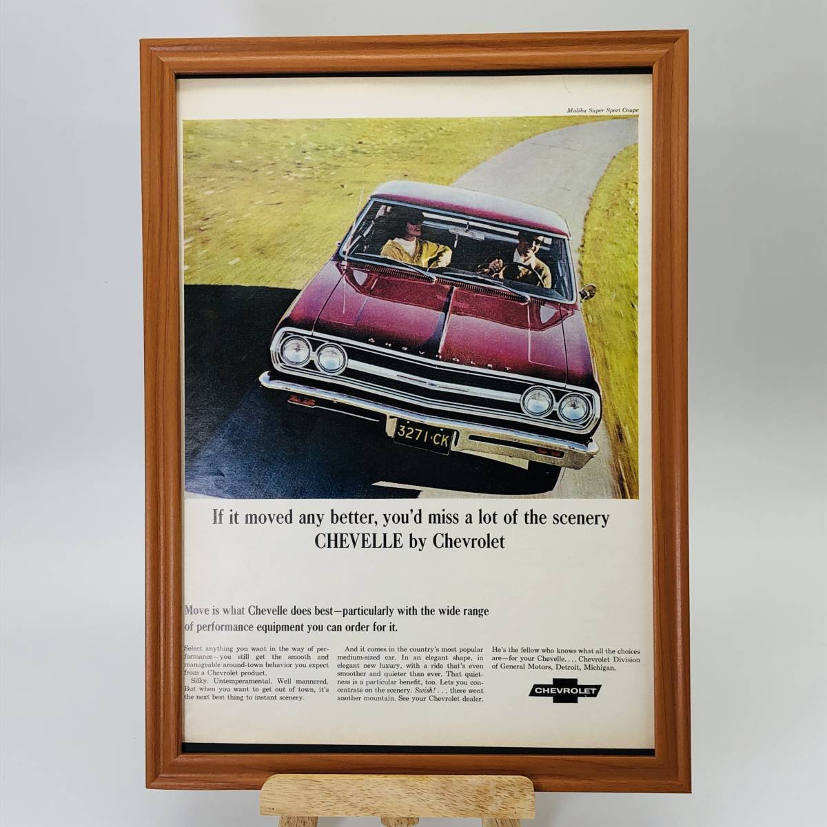 『 シボレー・シェベル (Chevrolet Chevelle) 』ビンテージ 広告　60年代　フレーム 付 ポスター 当時物 額付 LIFE 雑誌 アンティーク_画像1