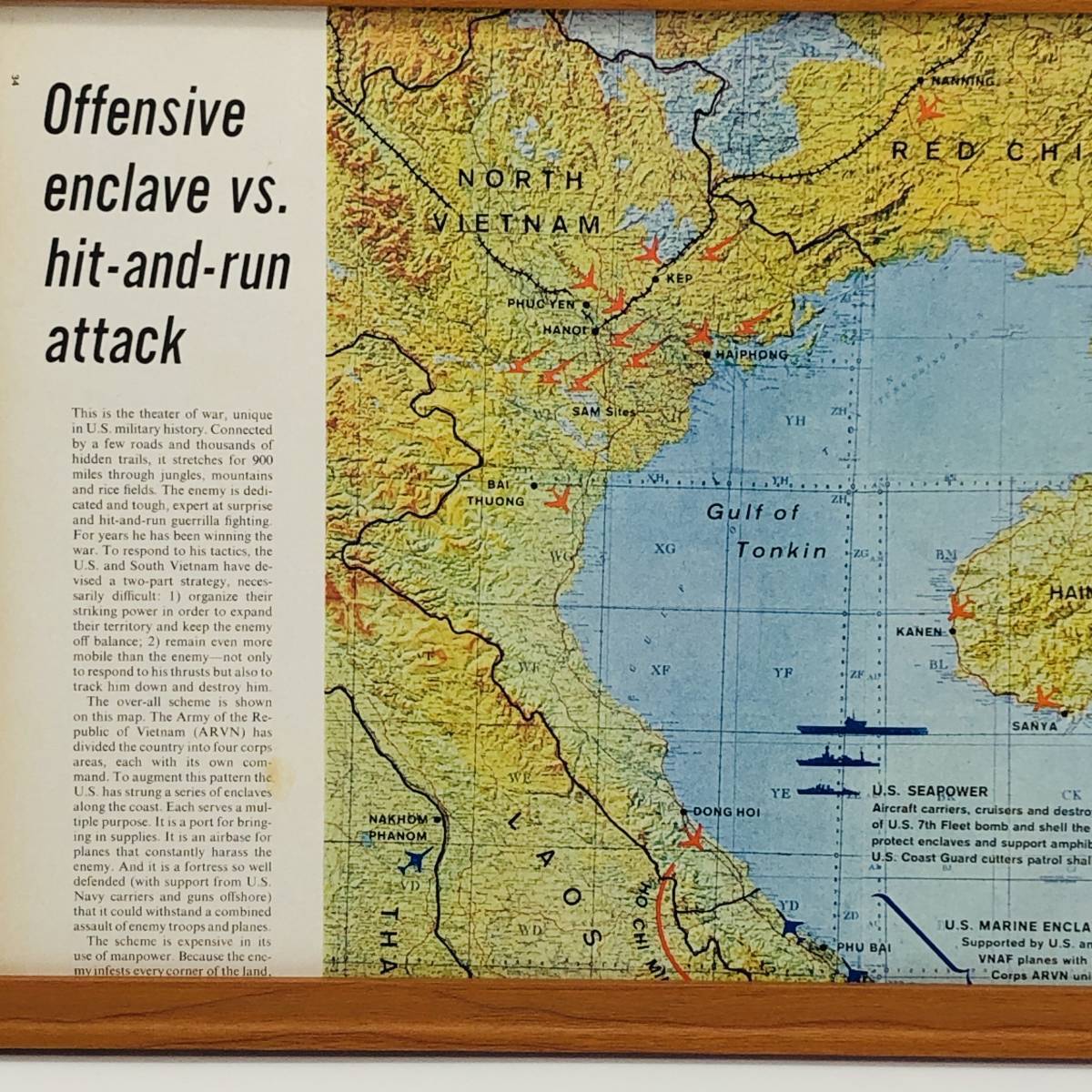『 ベトナム戦争 記事 』1960年代 LIFE 記事 オリジナル広告 額装済み　60年代　フレーム 付 ポスター アンティーク