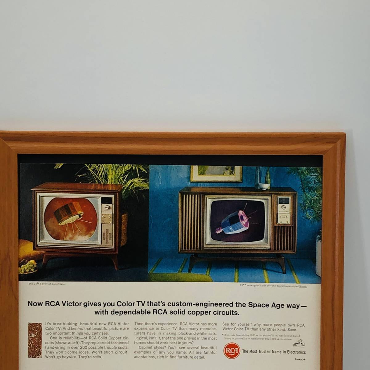『 RCA カラーテレビ 』1960年代 LIFE 雑誌 オリジナル広告 額装済み　60年代　フレーム 付 ポスター アンティーク