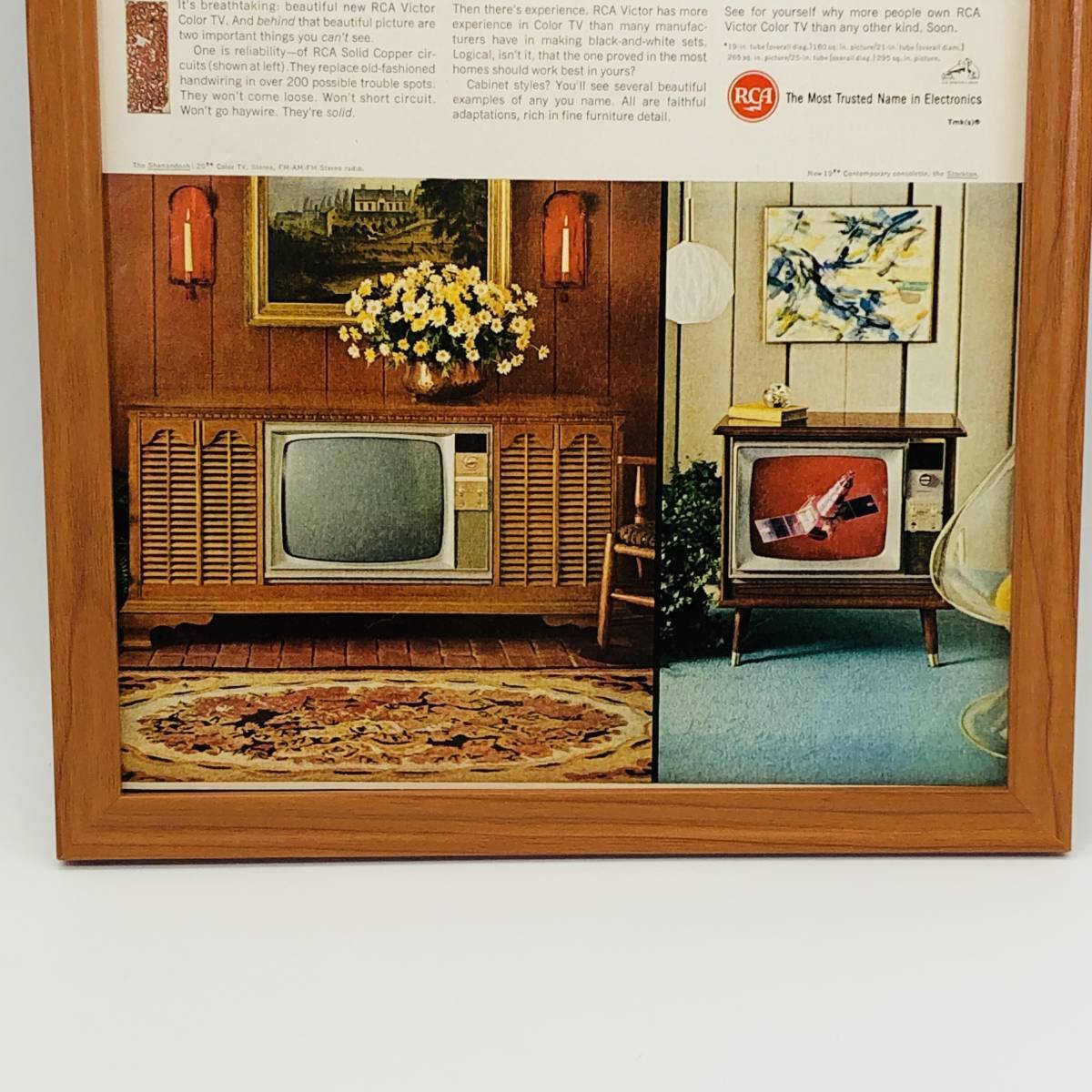 『 RCA カラーテレビ 』1960年代 LIFE 雑誌 オリジナル広告 額装済み　60年代　フレーム 付 ポスター アンティーク