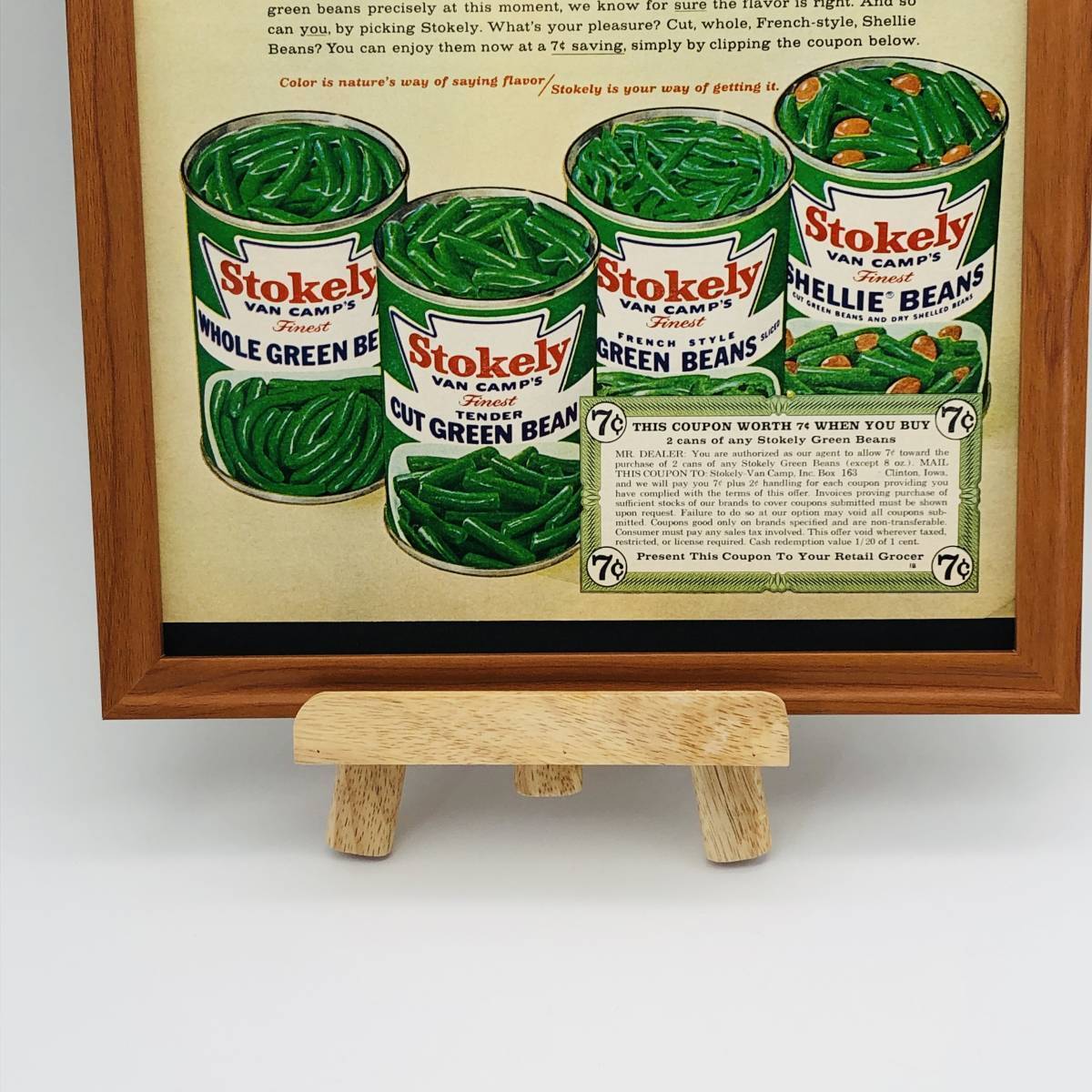 『 ストークリー　缶詰 ( Stokely ) 』ビンテージ 広告　60年代　フレーム 付 ポスター 当時物 額付 LOOK 雑誌 アンティーク