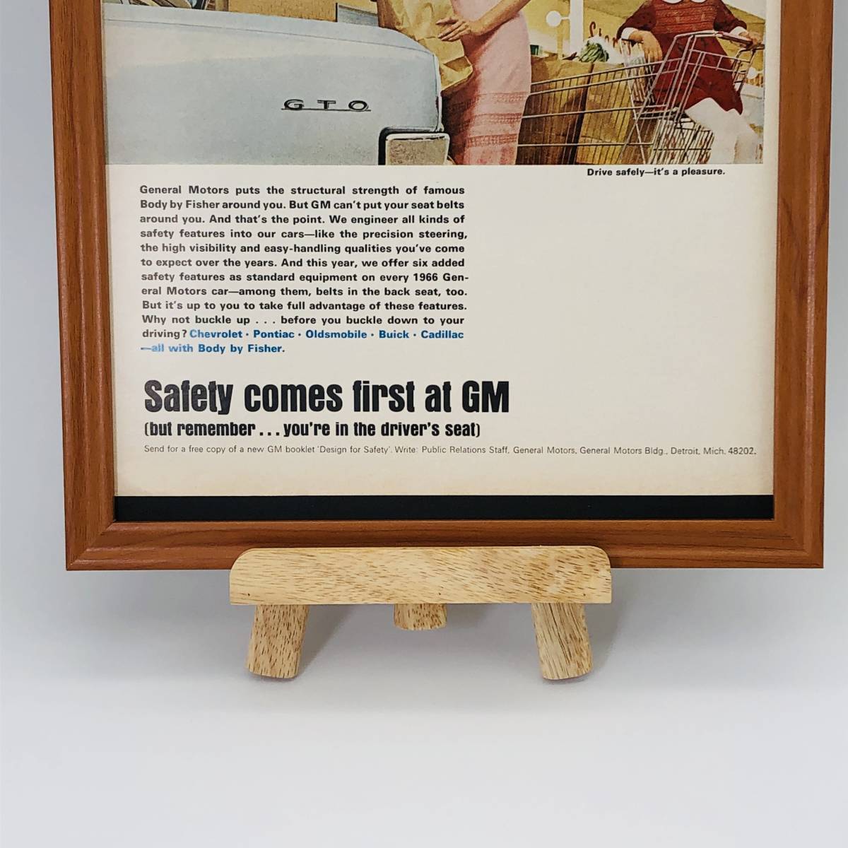 『 ゼネラルモータース ( GM ) 』ビンテージ 広告　60年代　フレーム 付 ポスター 当時物 額付 LOOK 雑誌 アンティーク