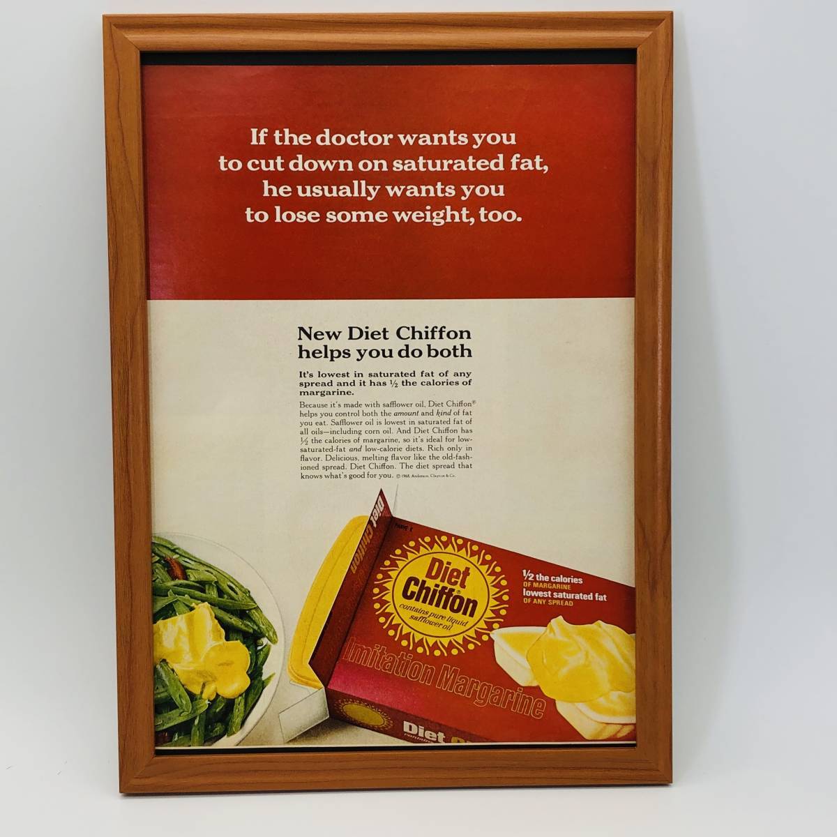 『 ダイエットシフォン 』ビンテージ 広告　60年代　フレーム 付 ポスター 当時物 額付 LIFE 雑誌 アンティーク オリジナル