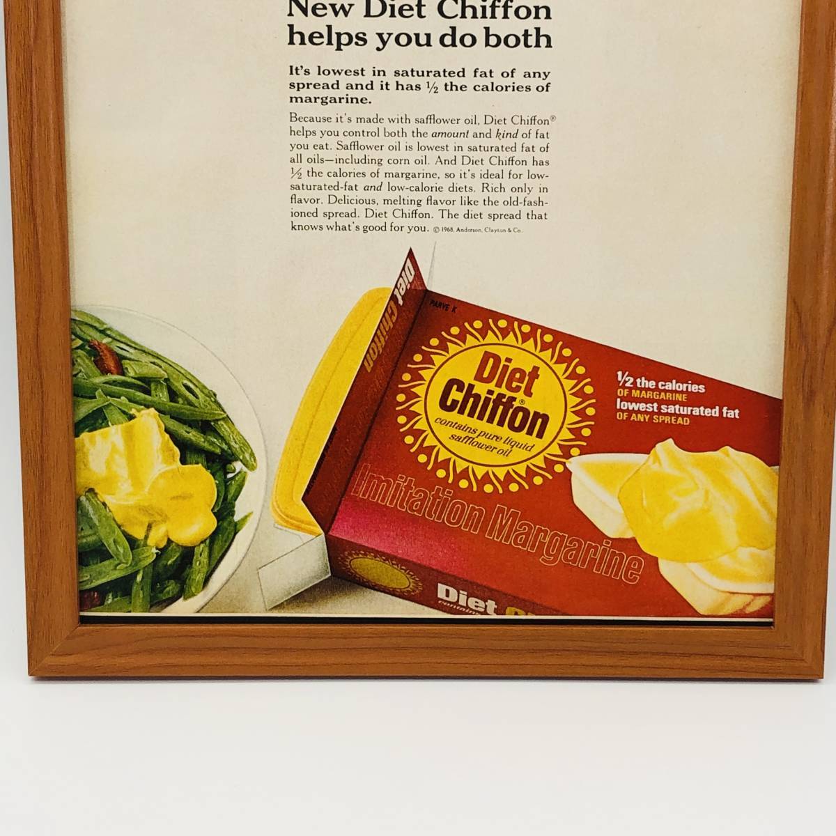 『 ダイエットシフォン 』ビンテージ 広告　60年代　フレーム 付 ポスター 当時物 額付 LIFE 雑誌 アンティーク オリジナル_画像4