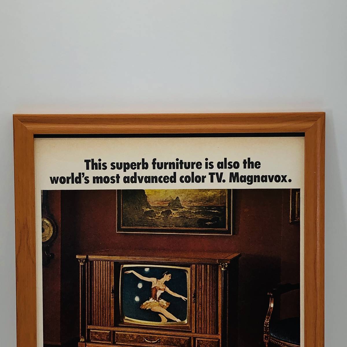 『 マグナボックス　カラーテレビ 』ビンテージ 広告　60年代　フレーム 付 ポスター 当時物 額付 LIFE 雑誌 アンティーク オリジナル