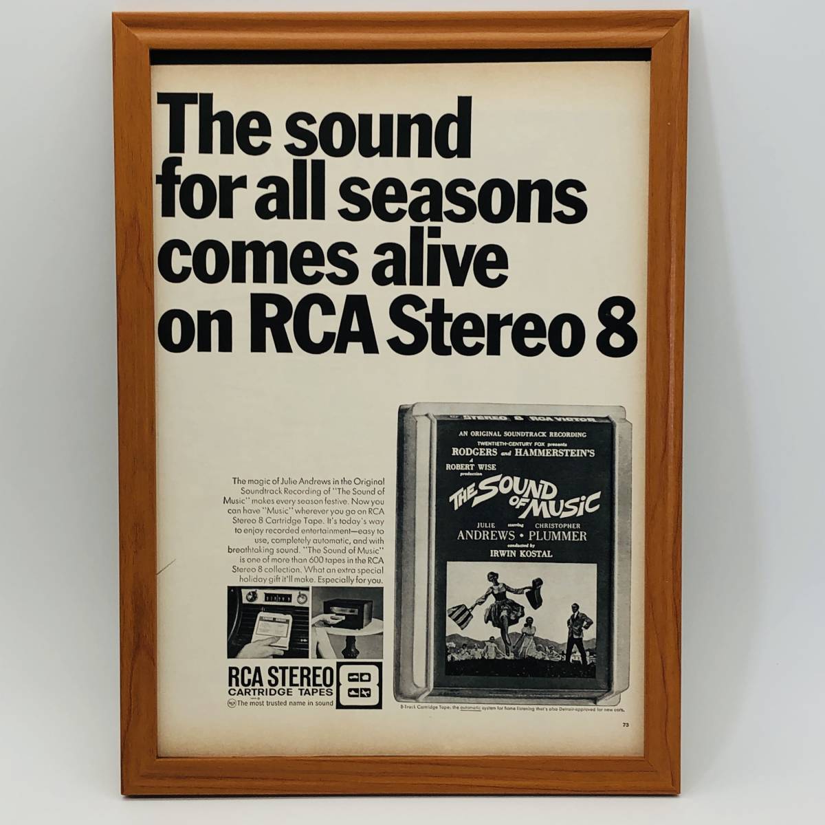『 RCA ステレオ 』ビンテージ 広告　60年代　フレーム 付 ポスター 当時物 額付 LIFE 雑誌 アンティーク オリジナル