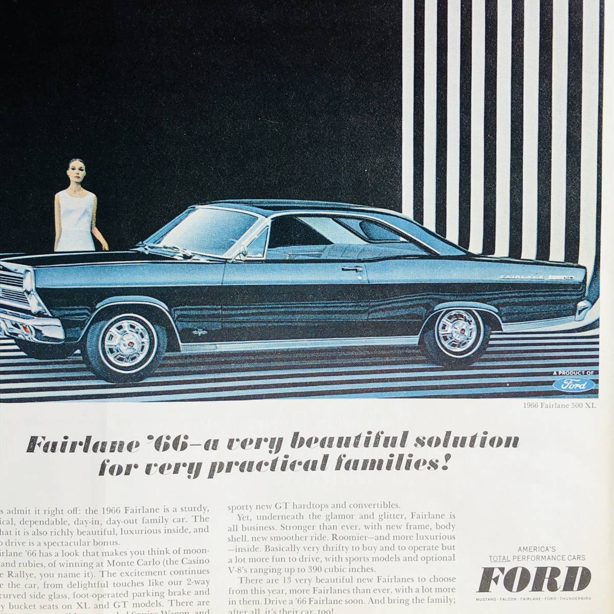 『 フォード　フェアレーン 66’ 』ビンテージ広告　1960年代　当時物　Ｂ4　フレーム付 LIFE 雑誌 広告 アンティーク FORD Fairlane 66_画像2