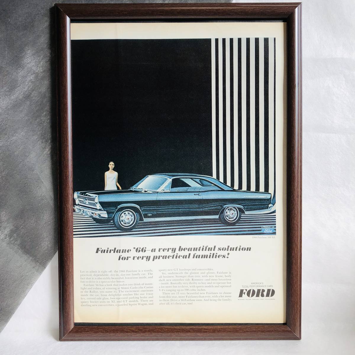 『 フォード　フェアレーン 66’ 』ビンテージ広告　1960年代　当時物　Ｂ4　フレーム付 LIFE 雑誌 広告 アンティーク FORD Fairlane 66_画像1