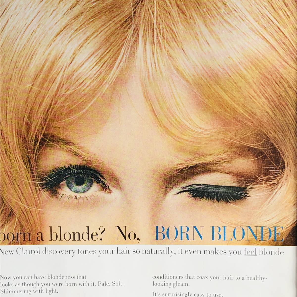 『 CLAIROL BORN BLONDE 』ビンテージ広告　1960年代　当時物　Ｂ4　フレーム付 LIFE 雑誌 広告 ポスター 額付 アンティーク