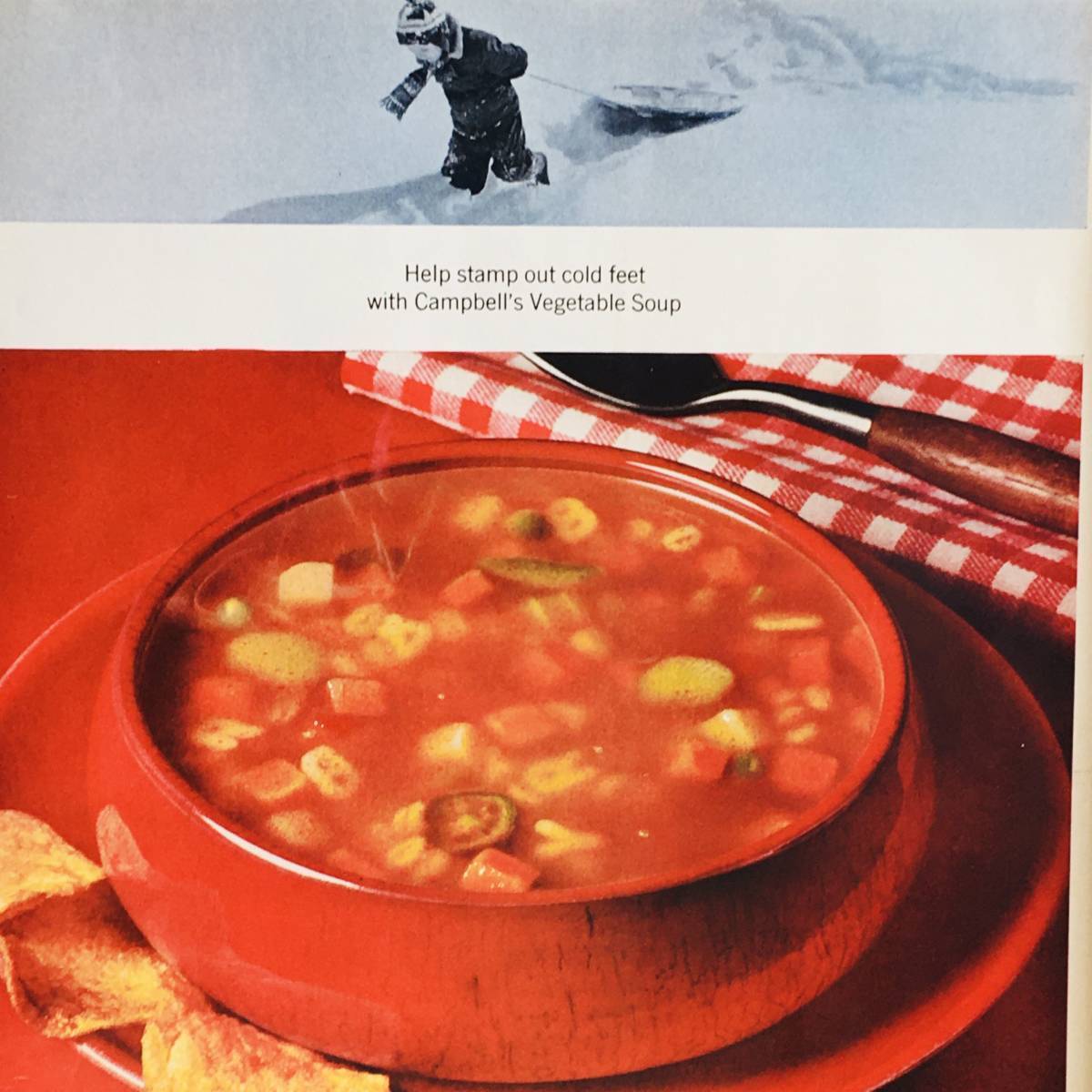 『 キャンベル ベジタブル スープ 』ビンテージ広告　1960年代　当時物　Ｂ4　フレーム付 LIFE 雑誌 広告 ポスター アンティーク CAMPBELLS