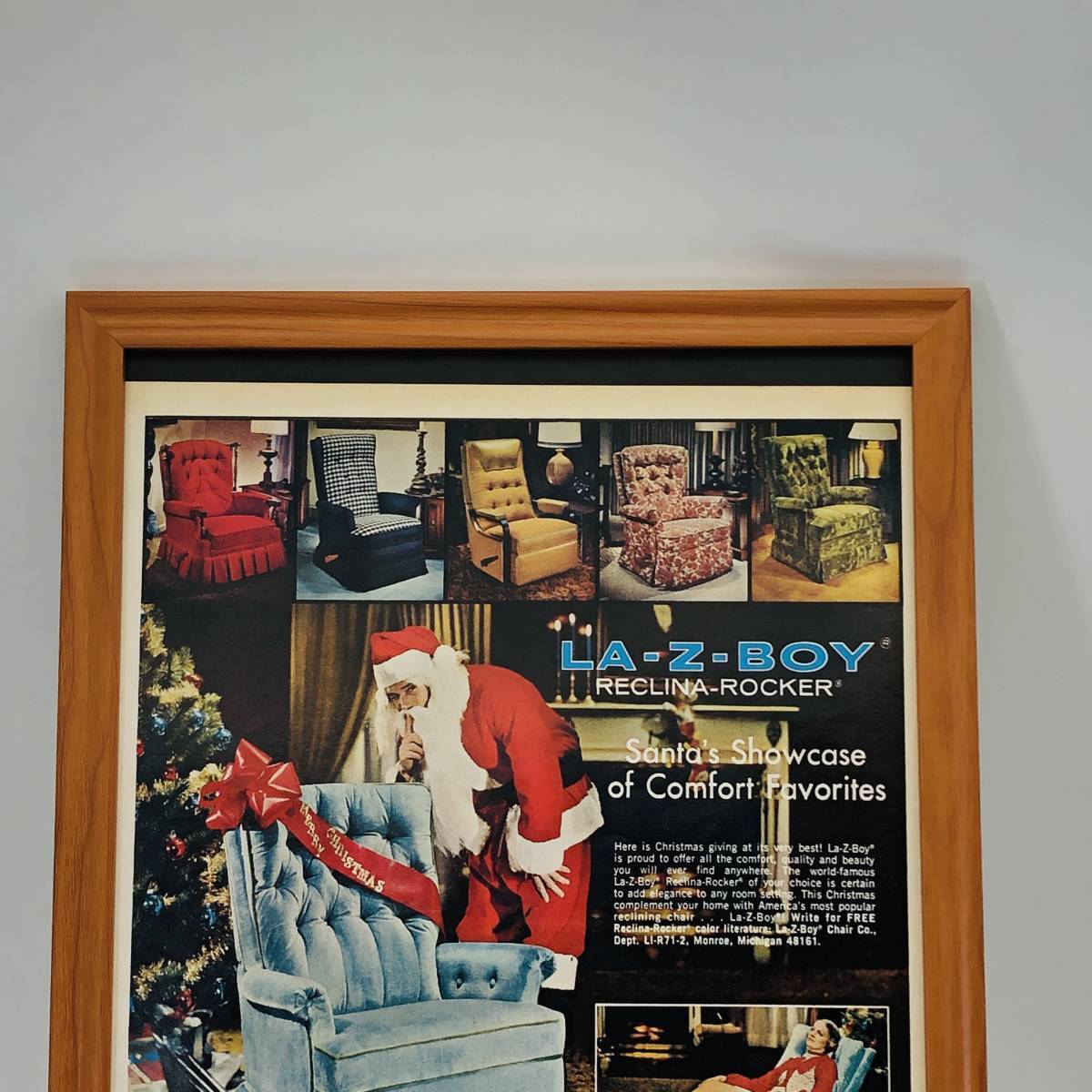 『 KA-Z-BOY 家具 』ビンテージ 広告　60年代　フレーム 付 ポスター 当時物 額付 LIFE 雑誌 アンティーク