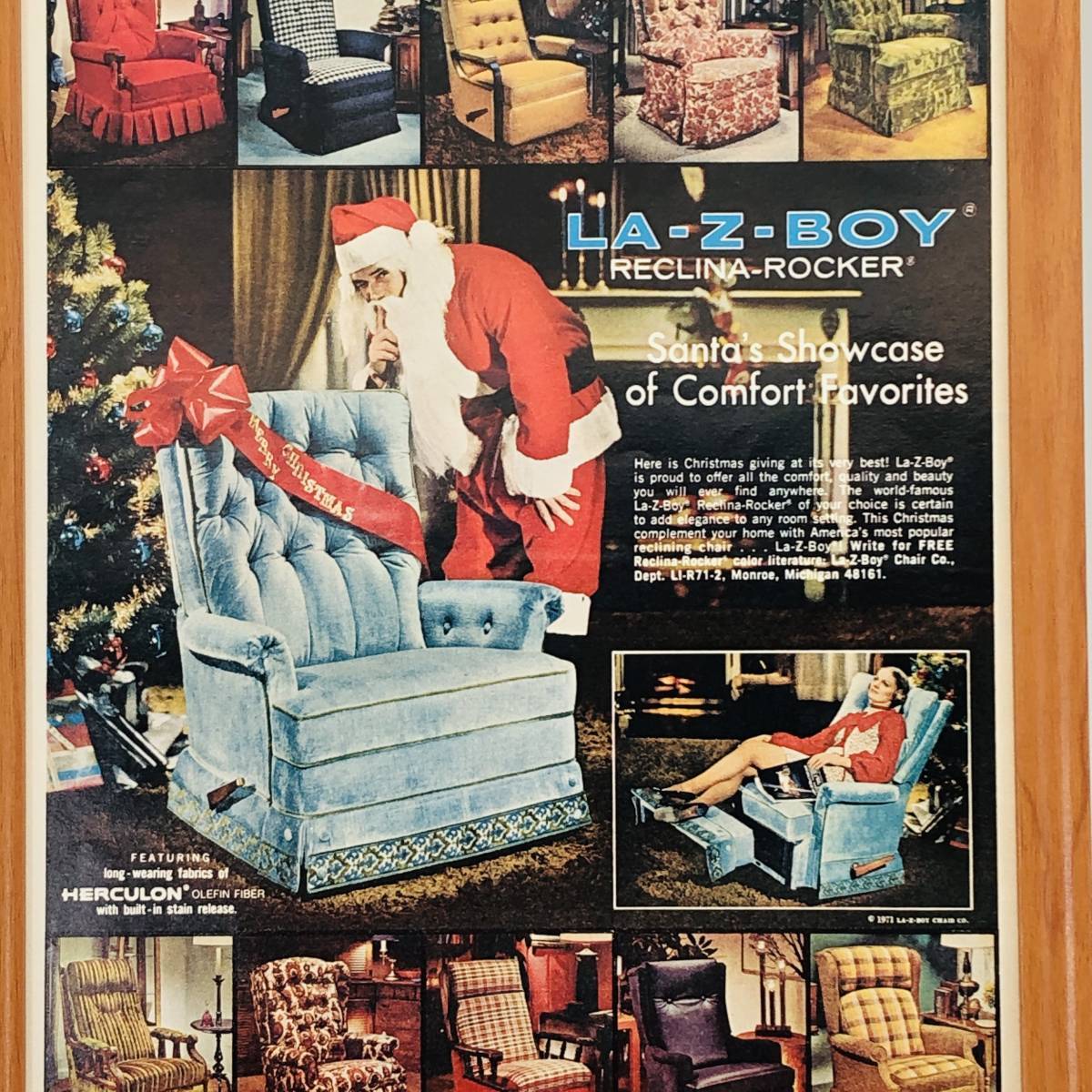 『 KA-Z-BOY 家具 』ビンテージ 広告　60年代　フレーム 付 ポスター 当時物 額付 LIFE 雑誌 アンティーク