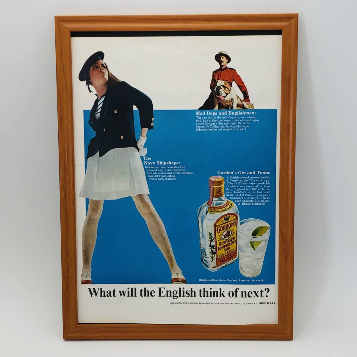 『 ゴードン ジン GORDON'S 』ビンテージ 広告　60年代　フレーム 付 ポスター 当時物 額付 LIFE 雑誌 アンティーク オリジナル